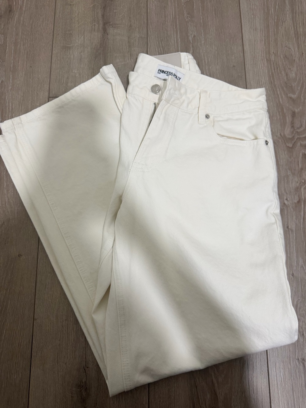 Princess Polly Serenitia Mid Rise Straight Leg Jeans - White - Picture 2 of 2